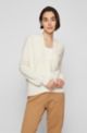 Cardigan relaxed fit in cotone e cashmere, Bianco