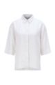 Relaxed-fit blouse in pure linen with concealed placket, White