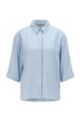 Relaxed-fit blouse in pure linen with concealed placket, Light Blue