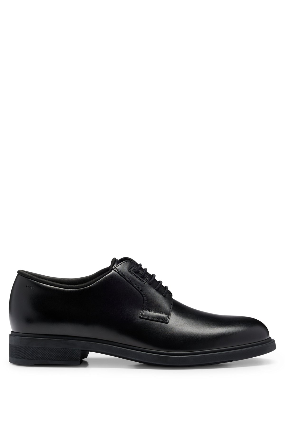 Derby shoes in vegetable-tanned leather and elasticated laces, Black