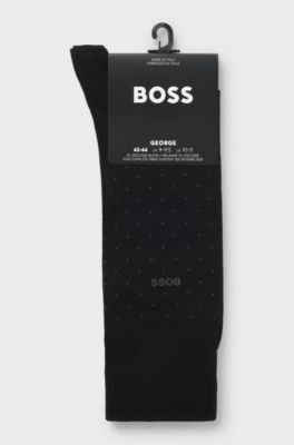 Chaussettes mi-mollet en coton merceris&eacute; m&eacute;lang&eacute; , Noir