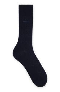 Chaussettes mi-mollet en coton mercerisé mélangé , Bleu foncé