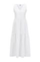 Sleeveless tiered dress in stretch-cotton poplin, White