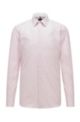 Slim-fit shirt in structured cotton with contrast trims, light pink