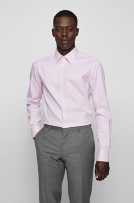 Edelsteen Flipper Monet BOSS - Slim-fit shirt in structured cotton with contrast trims