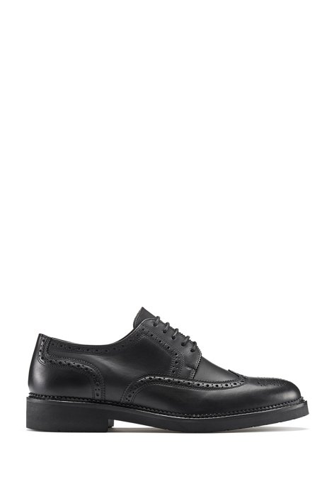 Brogue Derby shoes with leather uppers and chunky sole, Black