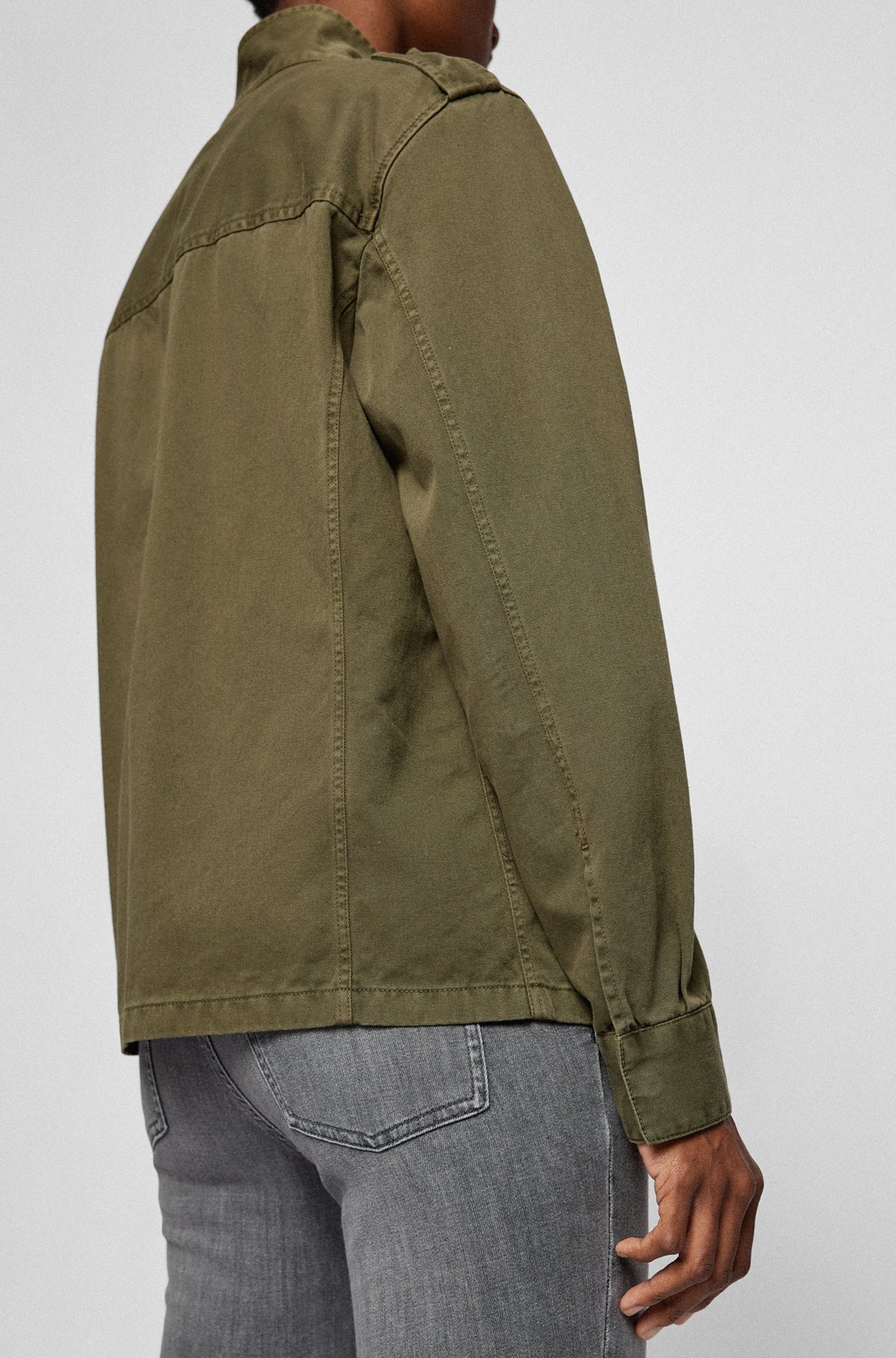 Regular-Fit Feldjacke aus Baumwoll-Canvas, Khaki