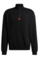 Relaxed-fit zip-neck sweatshirt in French terry cotton, Black