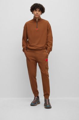 HUGO - Relaxed-fit zip-neck sweatshirt in French terry cotton