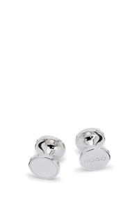 Round cufflinks with coloured enamel core, Silver