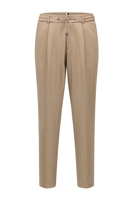 Relaxed-fit trousers in stretch jersey with striped details, Beige