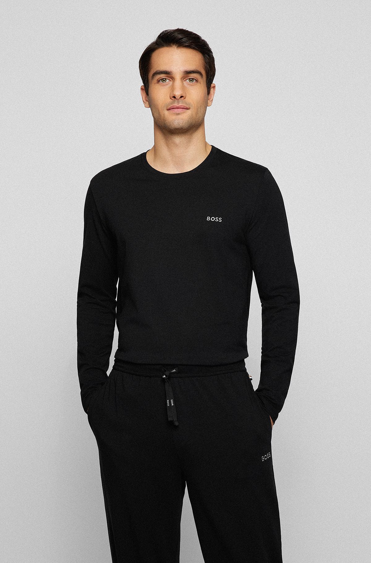 BOSS - Stretch-cotton regular-fit T-shirt with embroidered BOSS - Stretch-cotton regular-fit T-shirt with embroidered