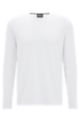 T-shirt Regular Fit en coton stretch à logo brodé, Blanc