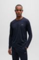 Stretch-cotton regular-fit T-shirt with embroidered logo, Dark Blue