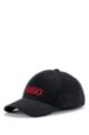 Cap aus Baumwoll-Twill mit rotem Logo, Schwarz