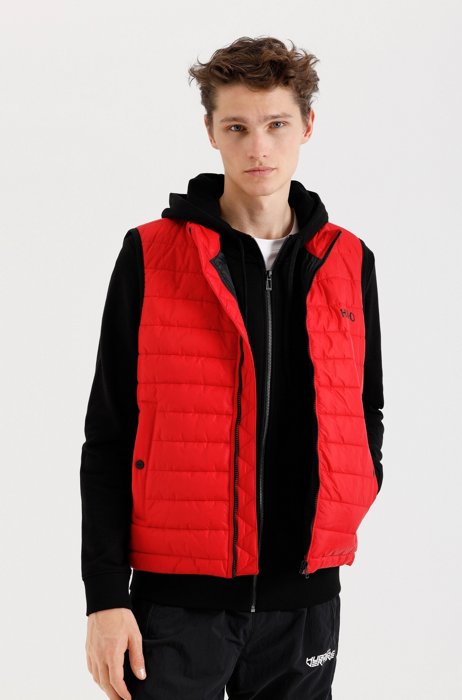 Slim-fit logo gilet in recycled fabric, Red