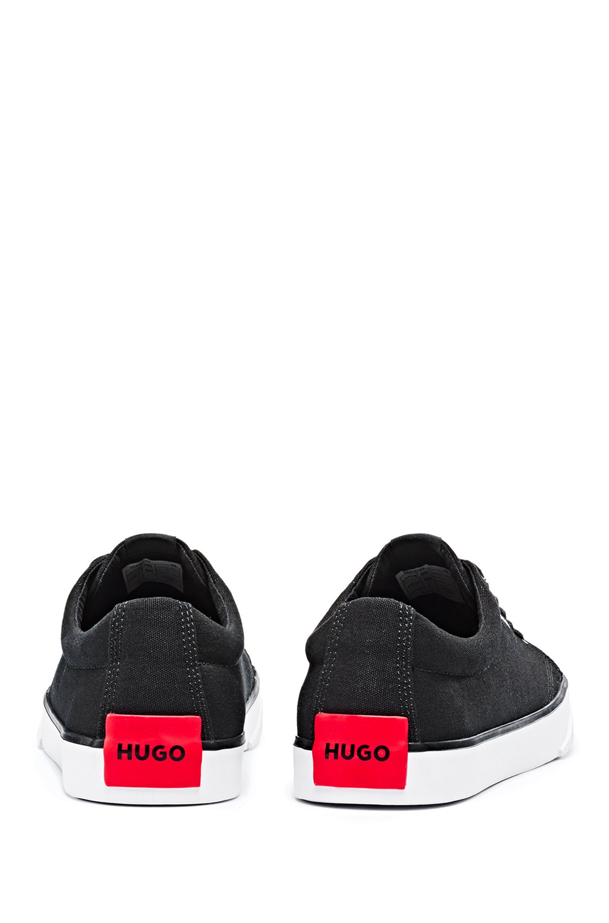 Canvas trainers with red logo patch and rubber sole, Black