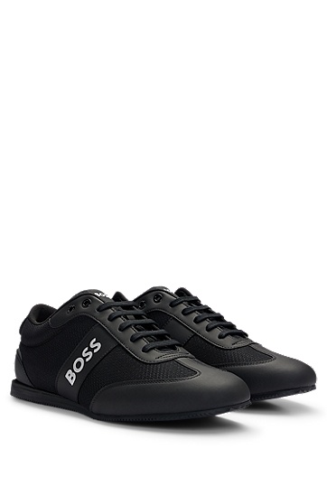 BOSS 博斯网眼橡胶鞋帮品牌运动鞋,  001_Black