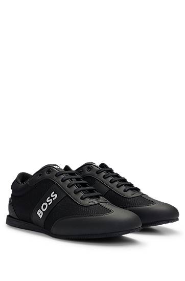 Branded trainers with mesh and rubberised panels, Hugo boss