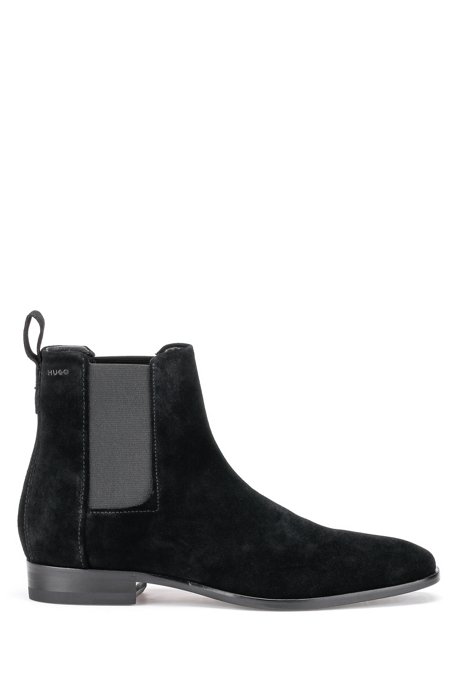 Suede Chelsea boots with flex-foam insole, Black