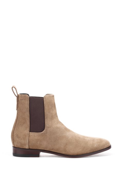 Suede Chelsea boots with flex-foam insole, Beige