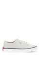 Low-top trainers in cotton canvas with red logo patch, White