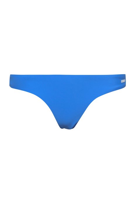 Brazilian bikini bottoms with foil-print logo, Blue