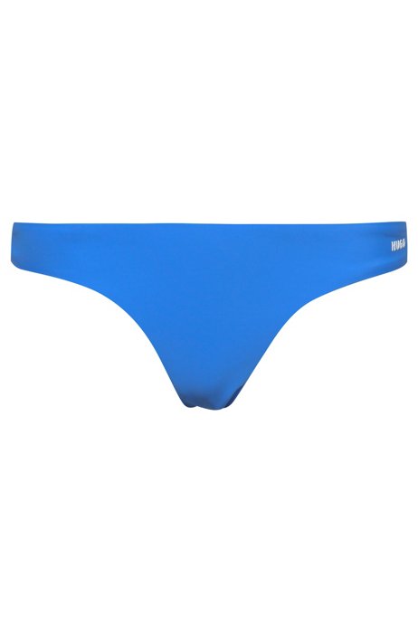 Slip bikini stile brasiliano con stampa del logo in lamina, Blu