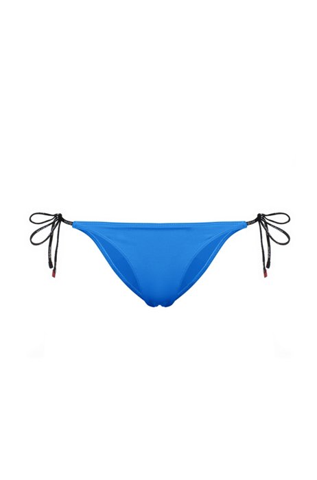Slip bikini annodati ai lati con logo stampato, Blu