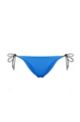 Slip bikini annodati ai lati con logo stampato, Blu