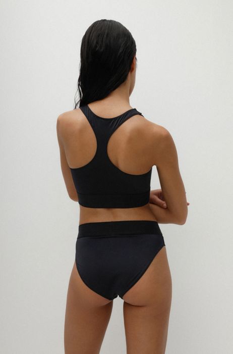 Hugo Racerback Zip Up Bikini Top With Red Logo Label