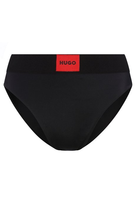 Haut de bikini zippé à dos nageur et étiquette logo rouge Synthétique BOSS by HUGO BOSS en coloris Noir Femme Vêtements Articles de plage et maillots de bain Bikinis et maillots de bain 