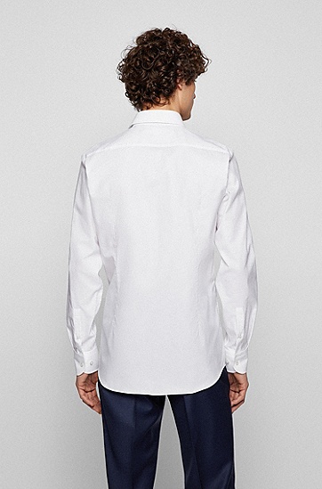 意大利棉质修身衬衫,  100_White