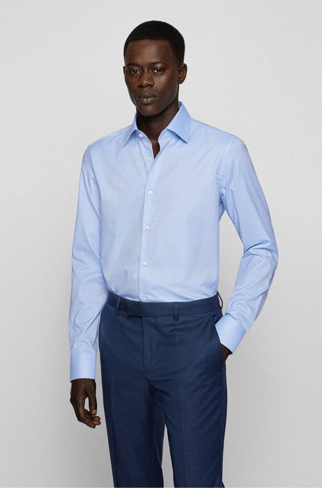 Slim-fit shirt in Italian organic cotton, Light Blue