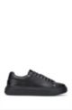 Leather-blend trainers with branded backtab, Black