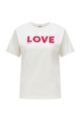 Cotton-jersey relaxed-fit T-shirt with sequin slogan, White
