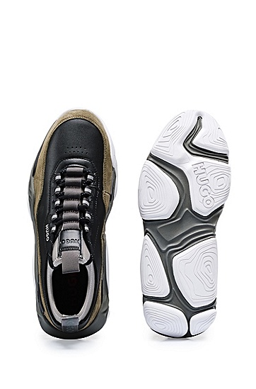 皮革加麂皮混合材质运动鞋,  033_Medium Grey