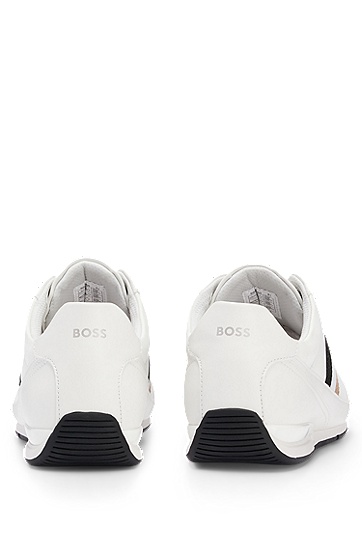 搭配经典条纹设计网眼布鞋头运动鞋,  121_Open White