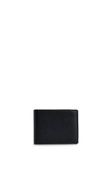 Portefeuille à trois volets en cuir avec logo embossé et poche pour la monnaie, Noir
