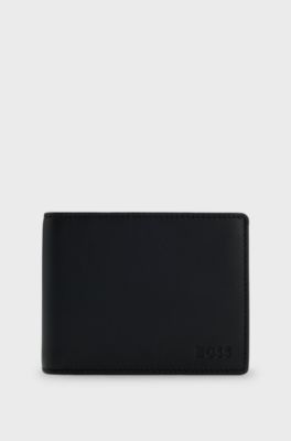 Cartera de piel con logo grabado, Negro