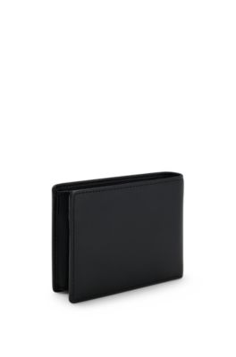 Leather wallet with embossed logo, Black