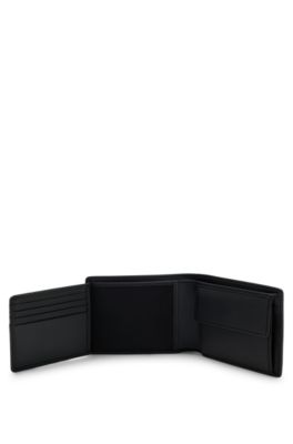 Leather wallet with embossed logo, Black