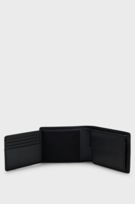 Cartera de piel con logo grabado, Negro