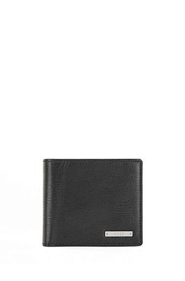 BOSS Italian leather wallet with polished silver branding