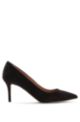 Italian-made suede pumps with pointed toe, Black