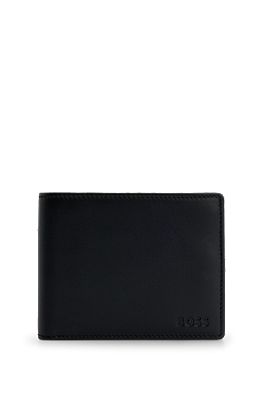 BOSS Leather billfold wallet with embossed logo and coin pocket