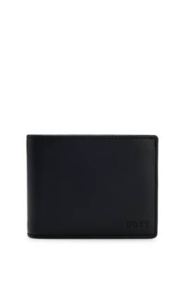 Boss Bifold wallet in micro-grained leather with embossed logo plånböcker herr – bild 4