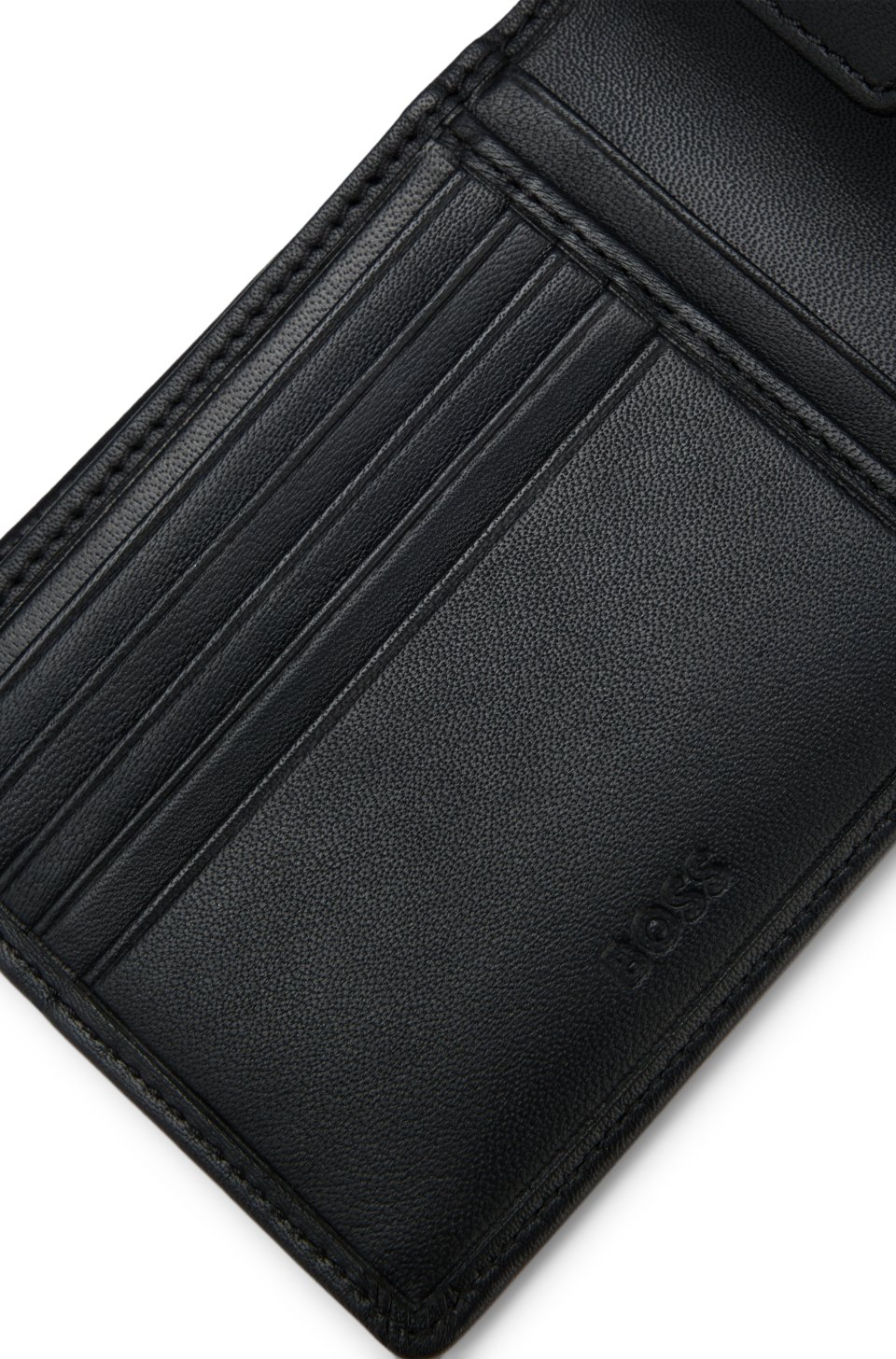 Bifold wallet in micro-grained leather with embossed logo
