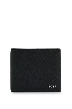 Grained Italian-leather wallet with logo lettering