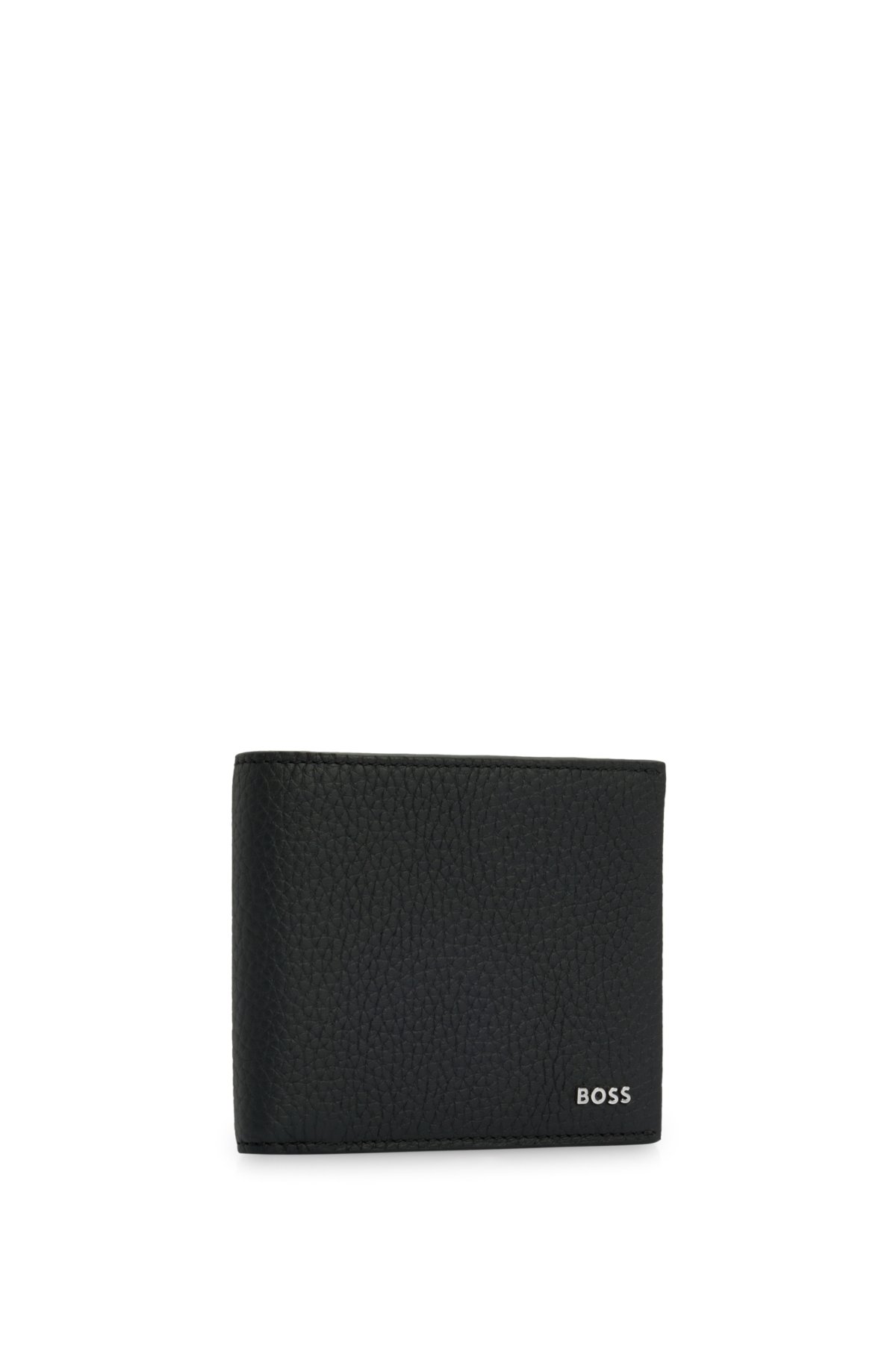 BOSS - Italian-leather wallet with silver-hardware logo